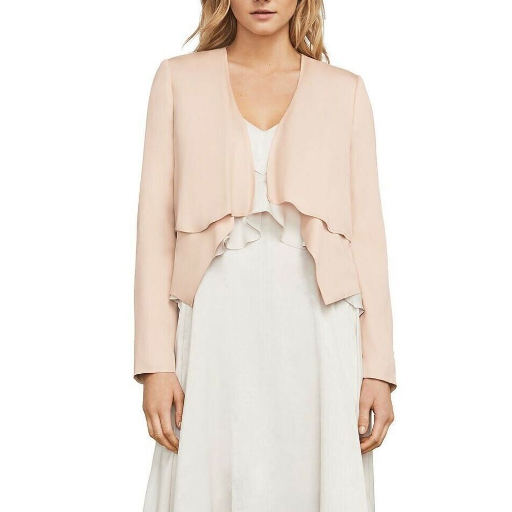BCBGMAXAZRIA Ania Double Layer Long Sleeve Open Front Blazer Pink Size XXS $296